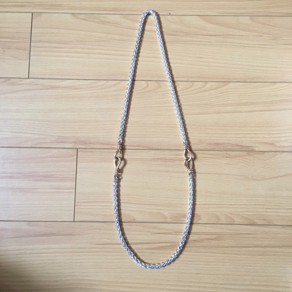 Beautiful Two Tone Silver Chain Long Necklace